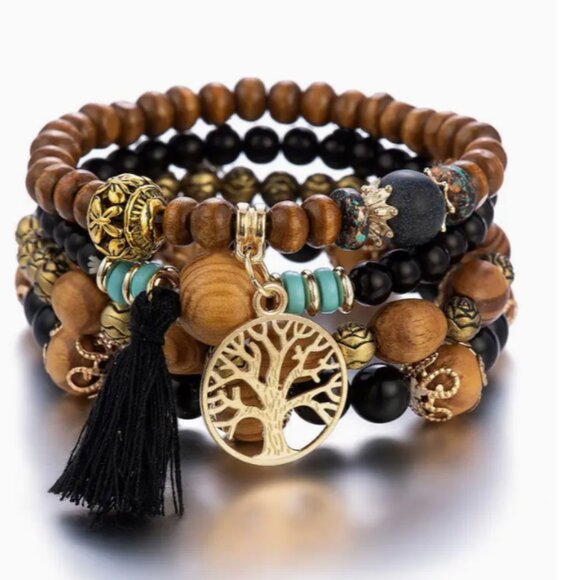 Jewelry - 4pcs/set Handmade Bohemian Chic Tree of Life Pendant Set Individual Bracelets